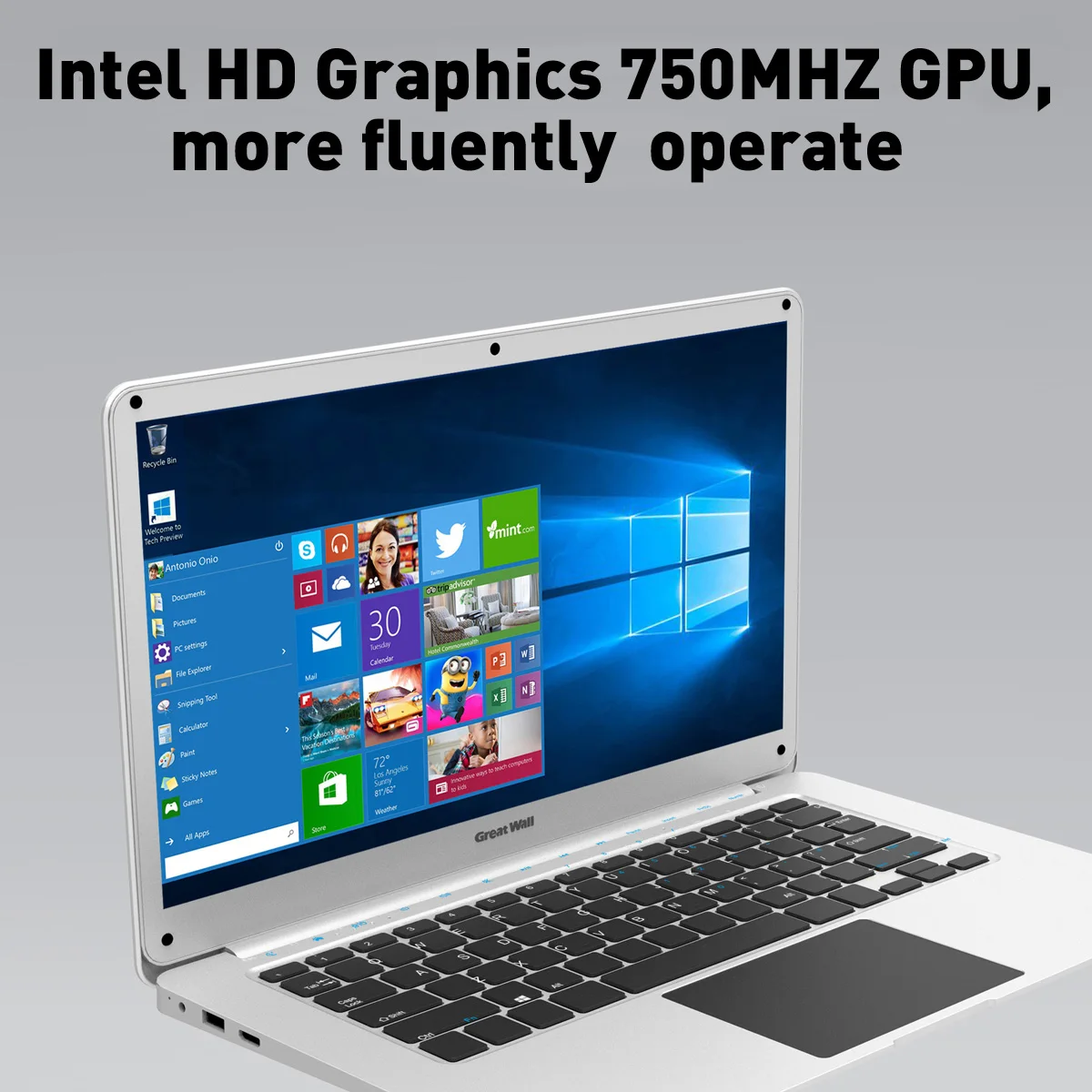 Great Wall W1410A ноутбук 14 дюймов HD Windows 10 Intel Celeron Apollo Lake N3350 2 Core нить 4 GB 64 WI FI BT4.0