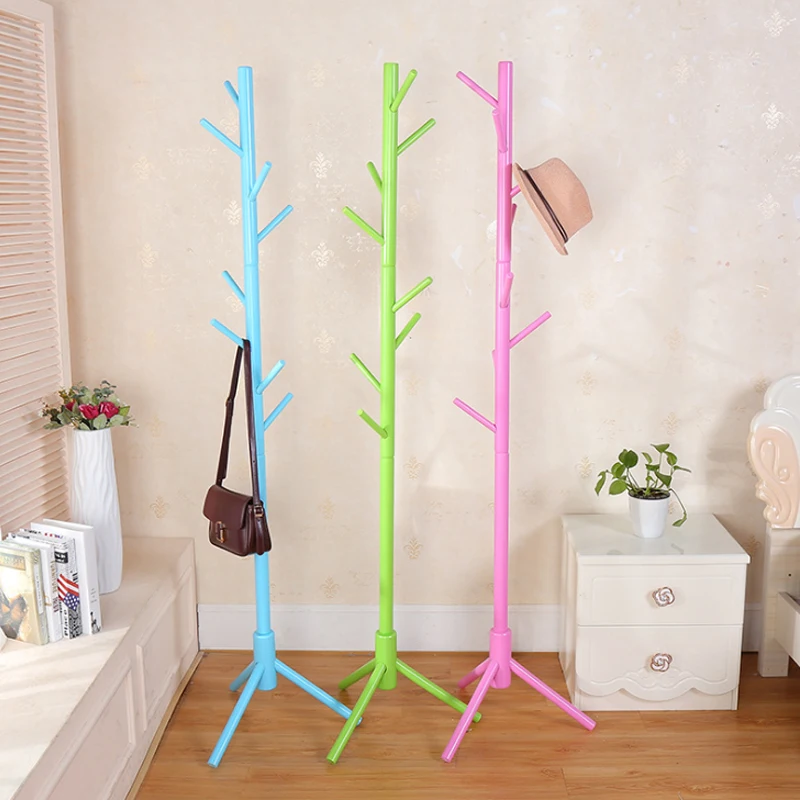 Простая напольная вешалка для пальто из массива дерева подвесная одежды в