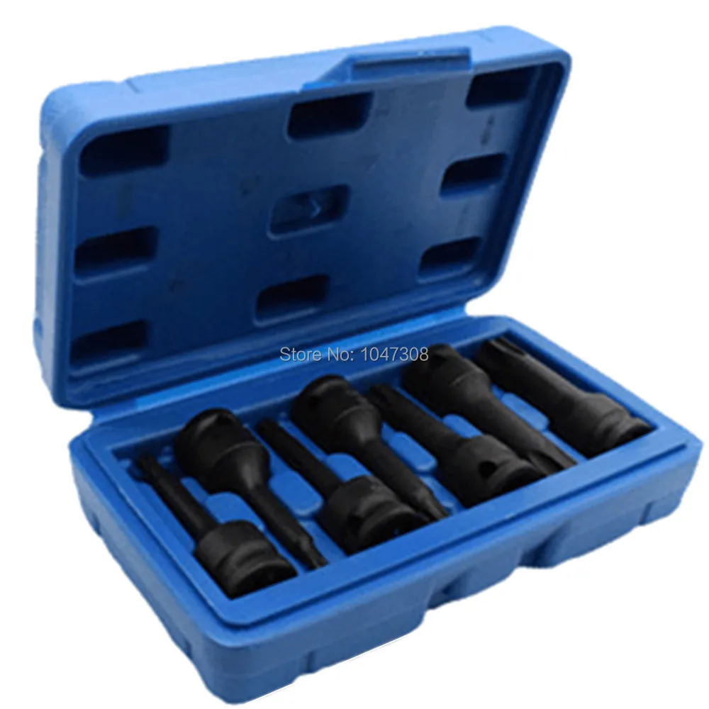 

7pcs Spline Impact Wrench Socket Bit 3/8" Sq Dr Bit Socket T20 T25 T30 T40 T50 T55 T60 (T20-T60) Spline Sockets Adapter