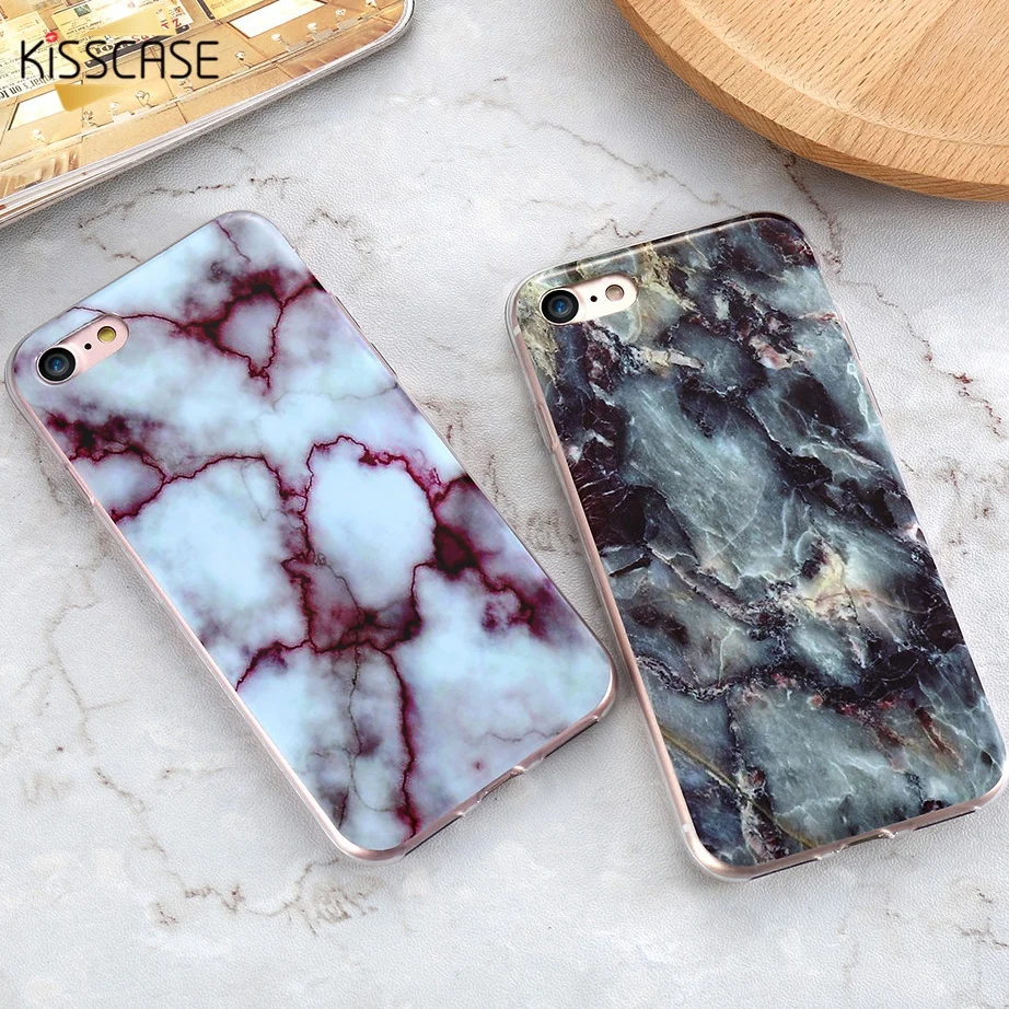Чехол KISSCASE с мраморным лицевым покрытием для iPhone 6 6S 7 8 Plus 5S 5 SE Мягкий силиконовый