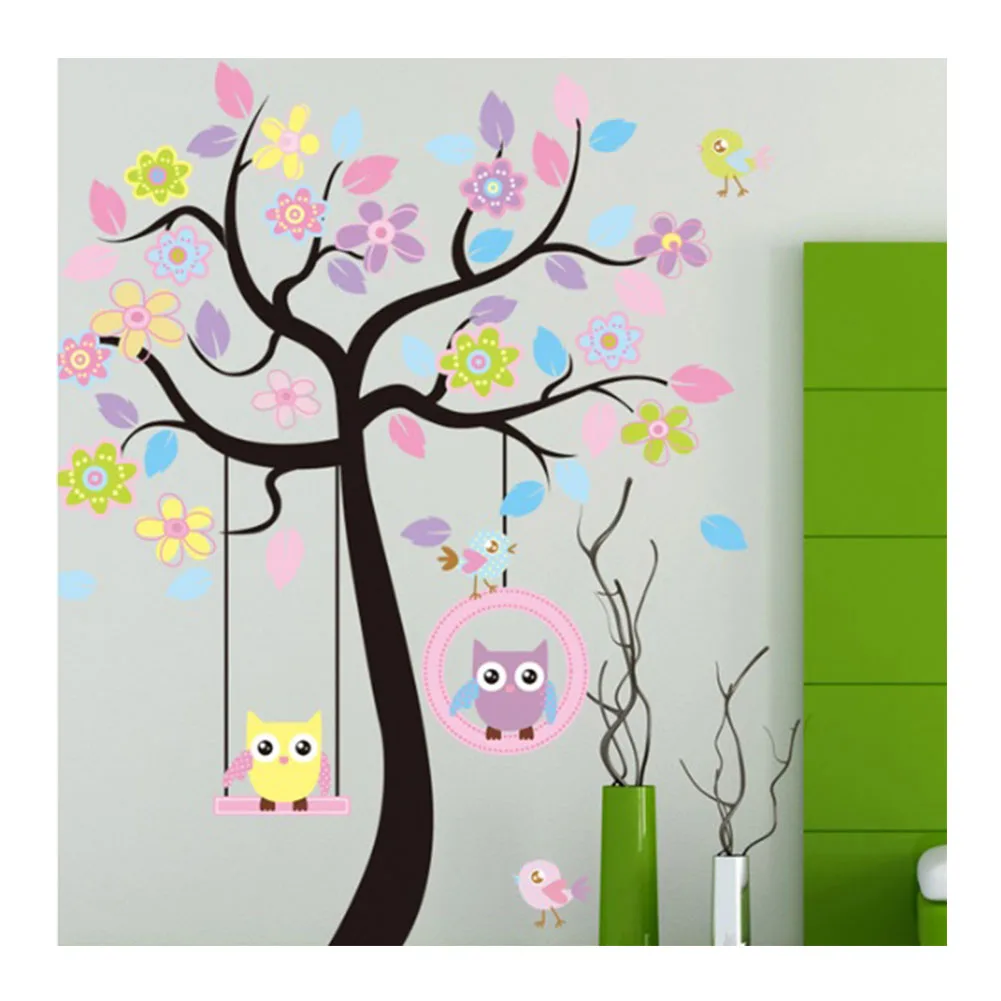 Совы на качающемся дереве настенные наклейки s огромные съемные качающиеся совы
