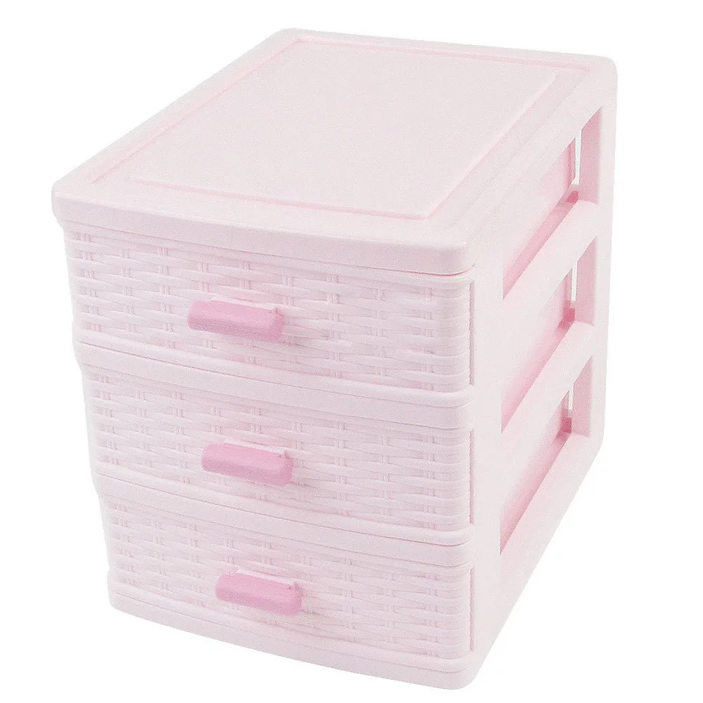Promotion! Pink Plastic Drawer Designed 3 Compartment Jewelry Storage Box | Boxes &amp Bins