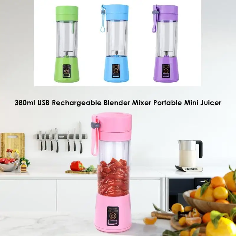 380ml Mini Juicer Juice Squeezers USB Rechargeable Blender Mixer Machine Smoothie Maker Vegetable Fruit Tools Extractor | Дом и сад