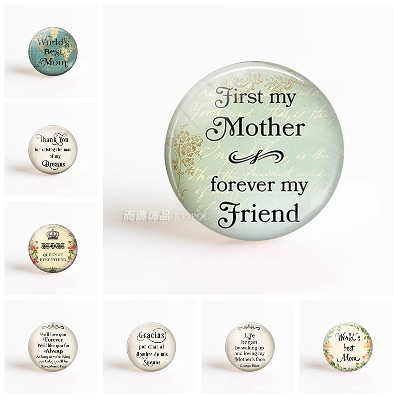 

First My Mother Forever My Friend Love Mom Letters DIY 25mm Round Glass Cabochon for Pendant Keychain Base Jewelry Handmade Gift