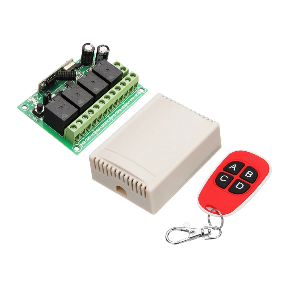 DC 12V 433MHz тип обучения четыре пути беспроводной пульт дистанционного управления