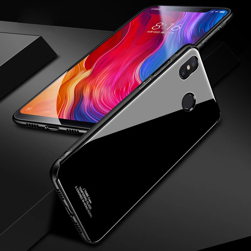Чехол для Xiaomi Mi 8 задняя крышка из закаленного стекла Жесткий Xiaomi8 цветной