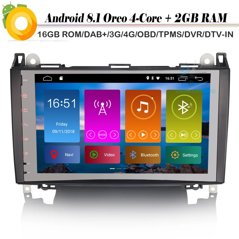 9 &quotAndroid 8 1 Авторадио Navi DAB + WiFi 4G GPS DVR BT автомобильный радиоплеер для Mercedes Benz A/B Class