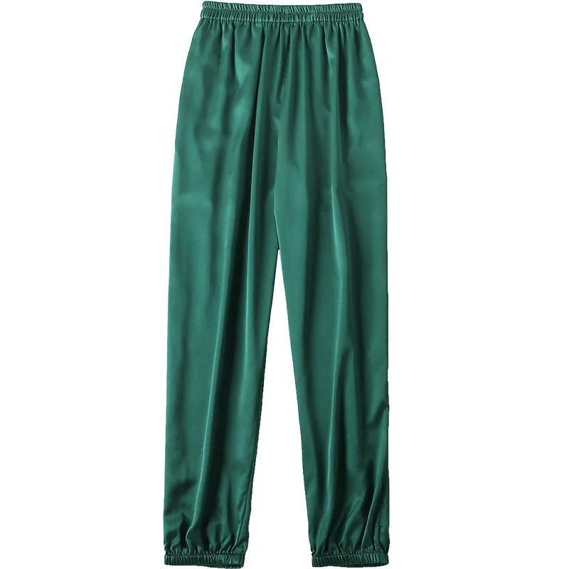 Брюки эластичные атласные с завышенной талией 19 м | Женская одежда