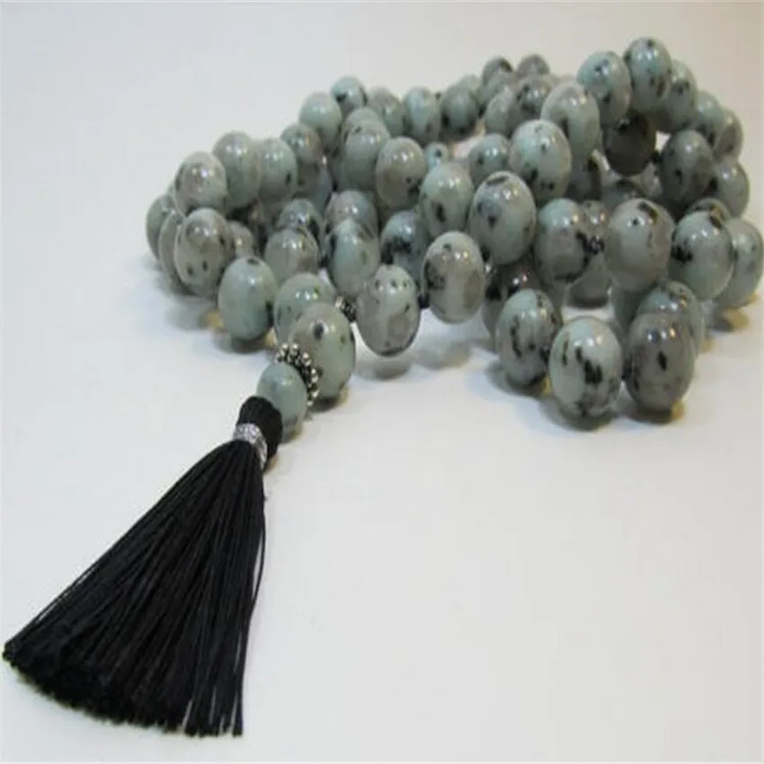 8mm 108 gray Quartz Tassels Necklace Wristband MONK spirituality Wrist yoga Sutra DIY elegant Lucky Ruyi Meditation | Украшения и