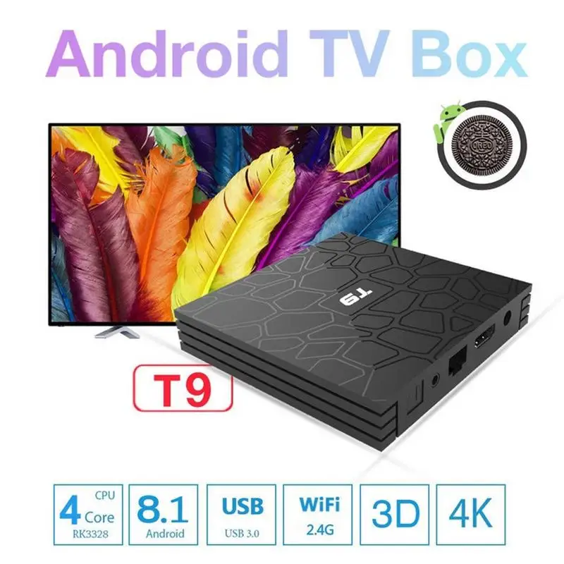 T9 HD Network Set-top Box RK3328 Bluetooth 4G Memory 32G Android 8.1 USB3.0 | Электроника