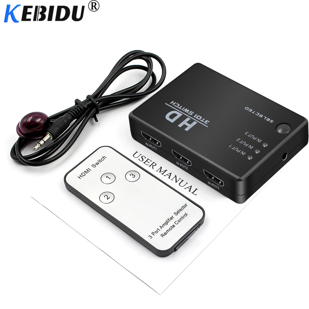 Коммутатор KEBIDU с 3 портами HDMI совместимый разделитель сплиттер в 1 выход селектор