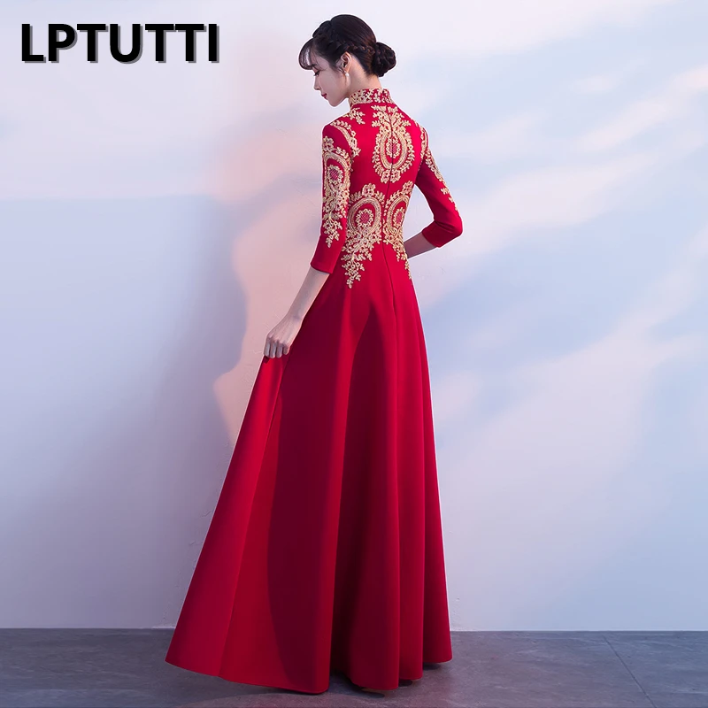 LPTUTTI вышивка Cheongsam Плюс Размер Новый для женщин Элегантный Дата Церемония