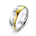 Женские свадебные кольца из нержавеющей стали 6 мм с фианитами