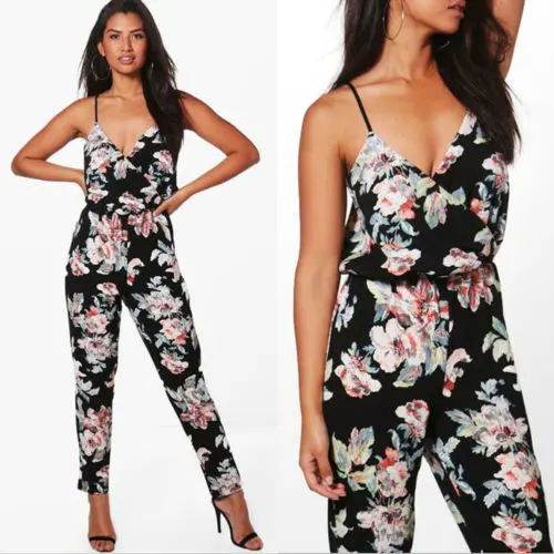 Женский комбинезон без рукавов Boho клубный облегающие брюки с цветочным принтом