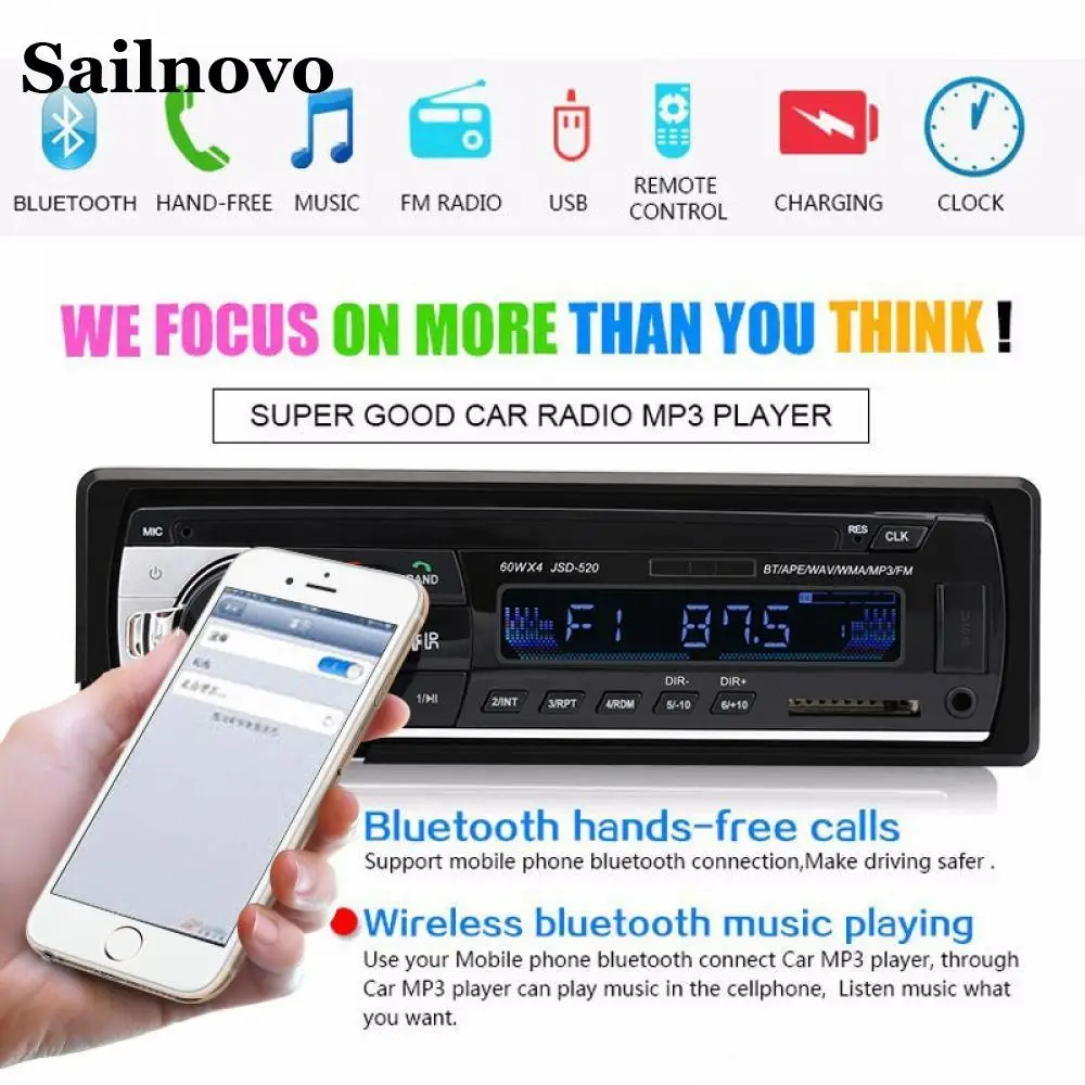 Автомобильный Радио стерео плеер Bluetooth телефон AUX IN MP3 FM/USB/1 Din/пульт