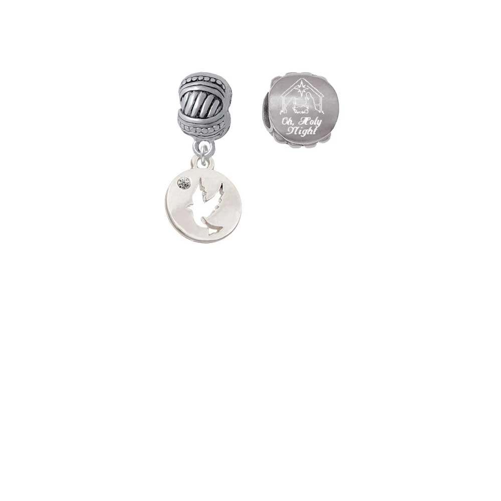 Silvertone Dove Disc Come Let us Adore Him Charm Beads (набор из 2)| |