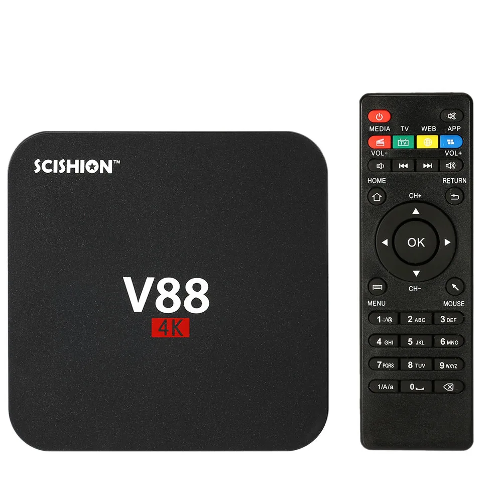 ТВ приставка SCISHION V88 Smart Android 7 1 RK3229 четырехъядерный UHD 4K 1G / 8G Мини ПК WiFi H.265 HD