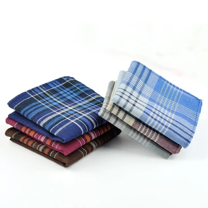 10pcs/lot striped plaid Christmas festival handkerchief cotton Fabric Hanky Party Handkerchiefs Casual unisex Pocket Square | Аксессуары