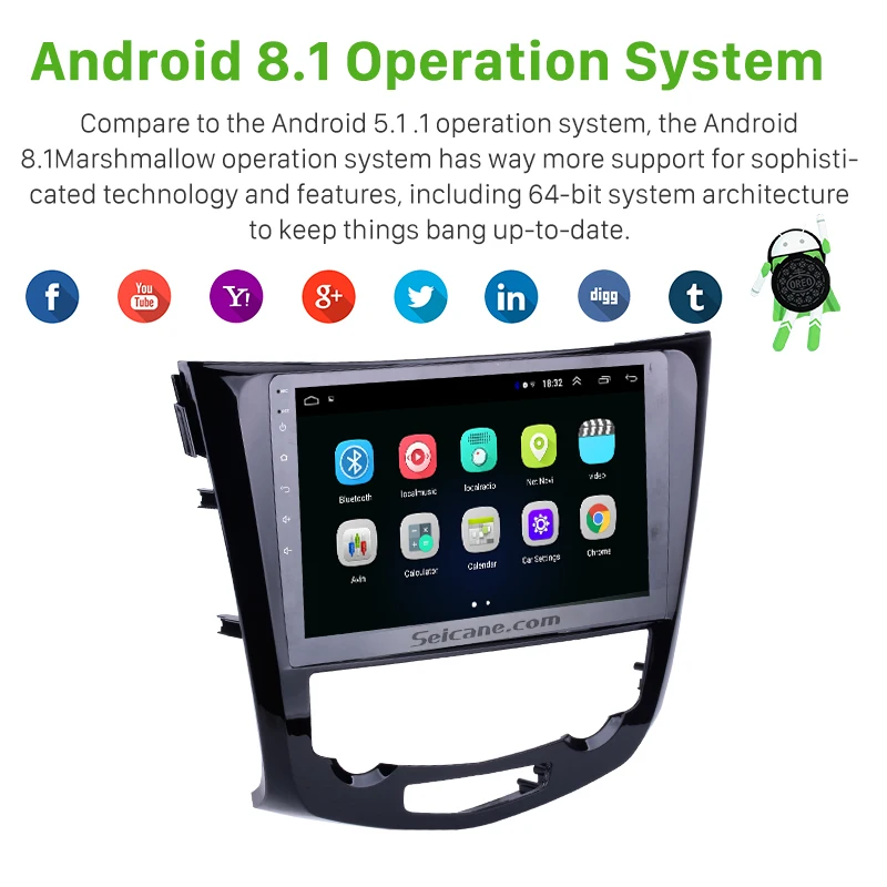 Seicane Android 8 1 10 &quot2 Din Bluetooth 1080P 4 core автомобильный радиоприемник для 2014 Nissan QashQai X Trail gps