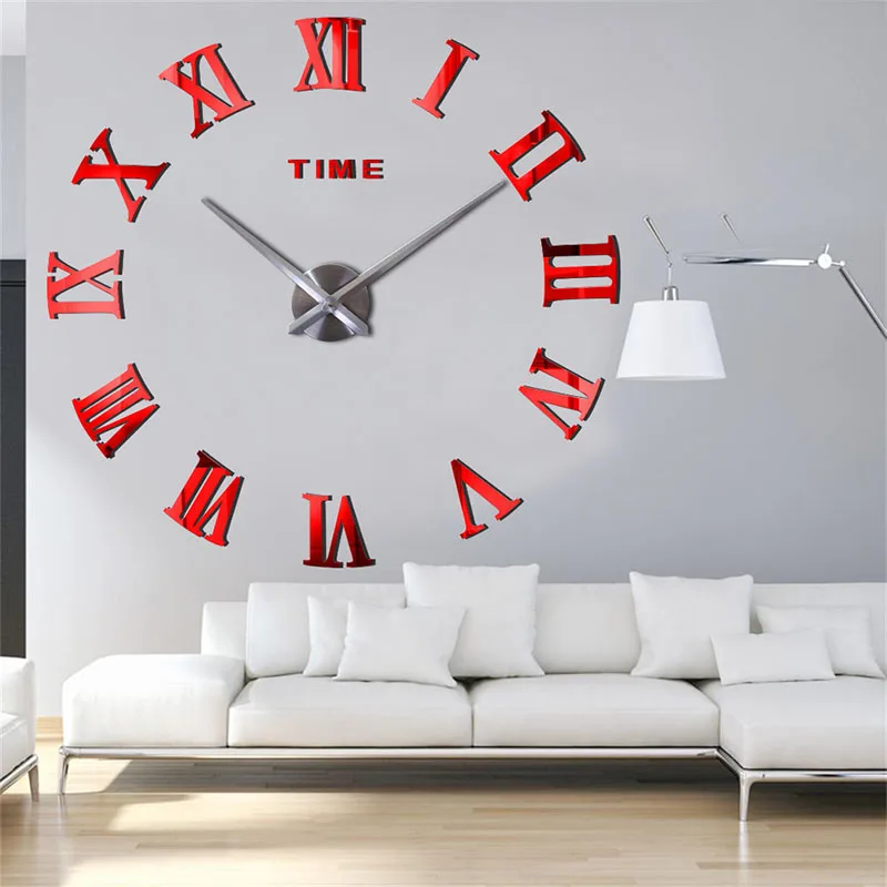Modern Roman Numbers Acrylic Mirror Wall Sticker Clock Silent DIY Home Decor | Дом и сад