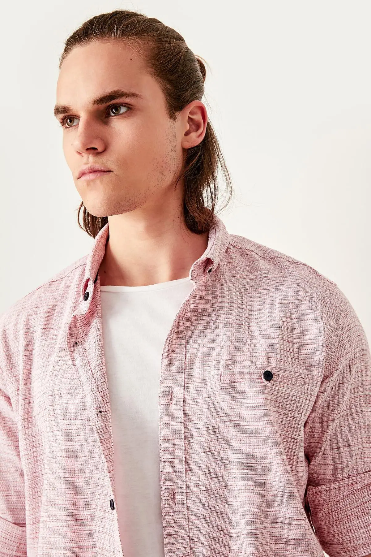 Trendyol красные мужские погоны Кнопка Воротник Slim Fit рубашка TMNSS19RS0029 |