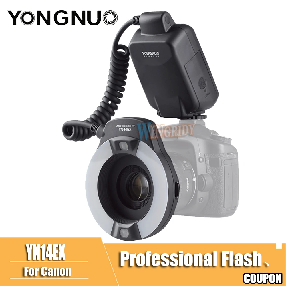 YongNuo YN 14EX YN14EX ttl макро кольцевой светильник вспышка с адаптером кольцо Speedlite для