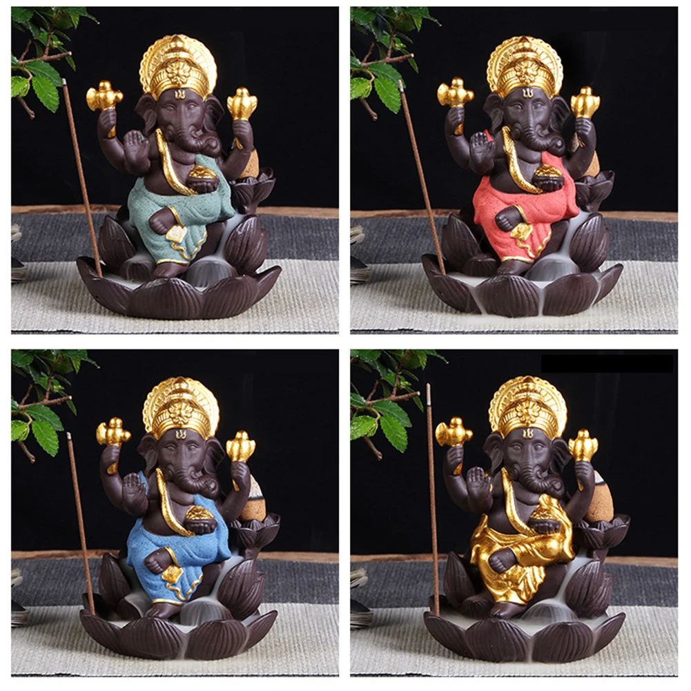 Lord Ganesha индийский слон Бог задний поток благовония горелка держатель подарок
