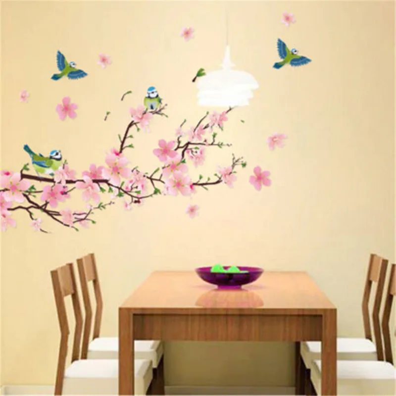 Красивые креативные настенные Стикеры искусство цветок персика Бабочка