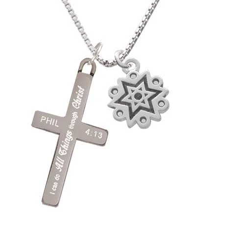 Antiqued Snowflake - I Can Do All Things Cross Necklace | Украшения и аксессуары