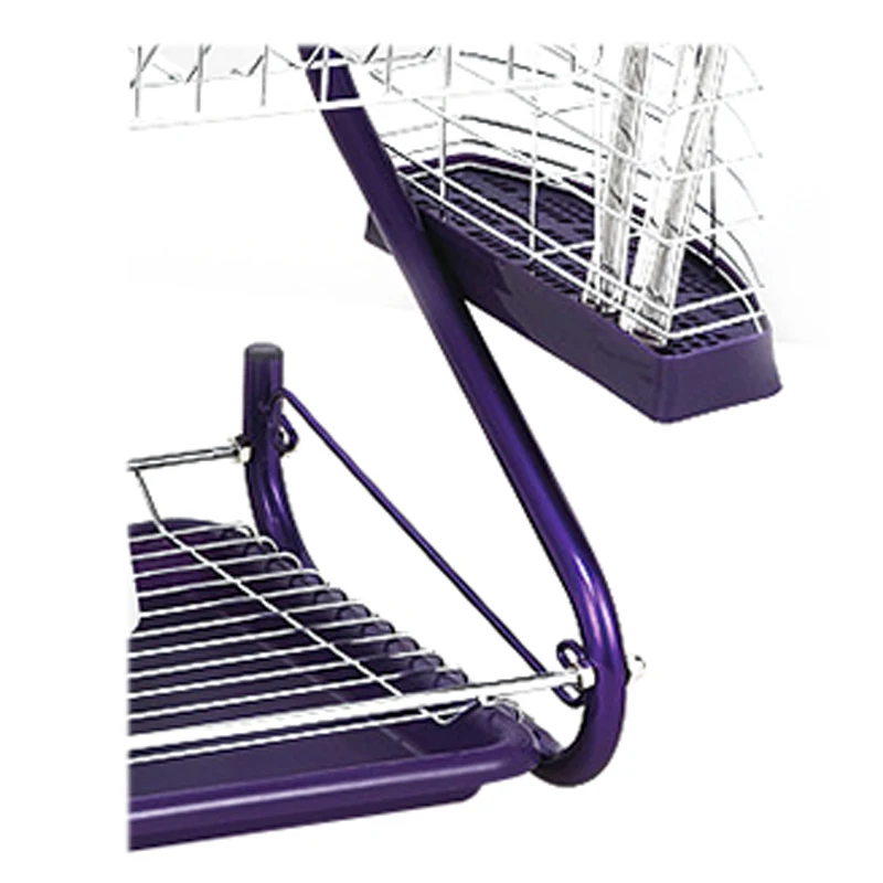 

Promotion! iron 2 Tiers Kitchen Dish Cup Drying Rack Drainer (Color:purple) 42 x 24.5 x 39.5cm