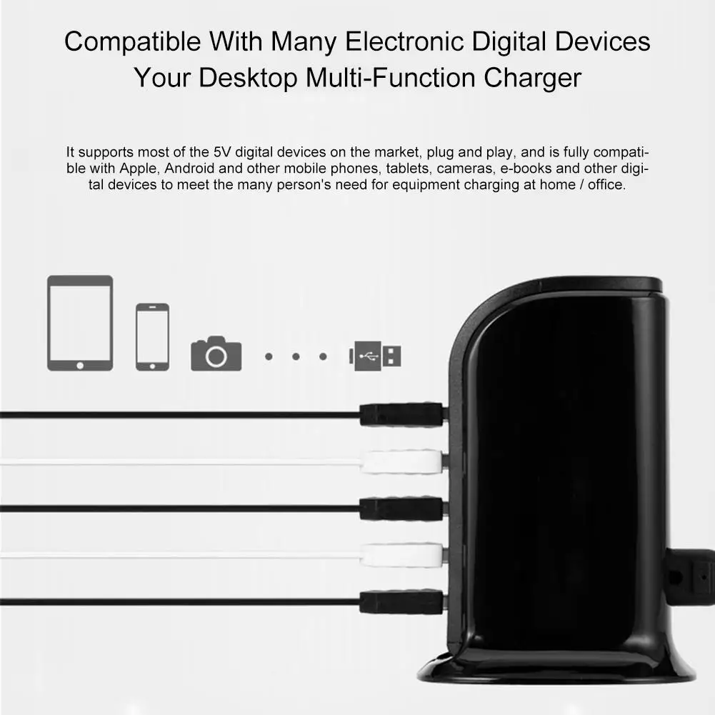 5 портов Мульти Usb зарядное устройство Led дисплей док-станция для зарядки с