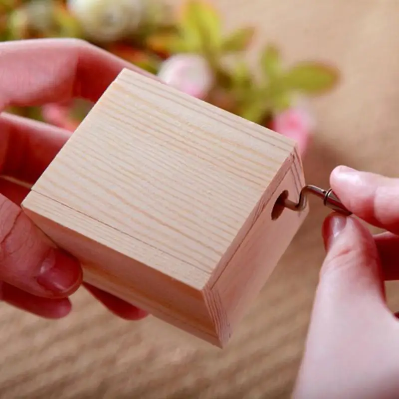 Деревянная мини музыкальная шкатулка DIY механическая рукоятка ремесло