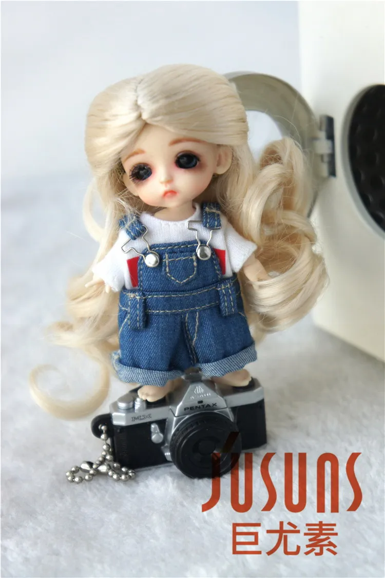JD028 1/12 симпатичный длинный парик BJD 3 4 дюйма миниатюрная кукла синтетические