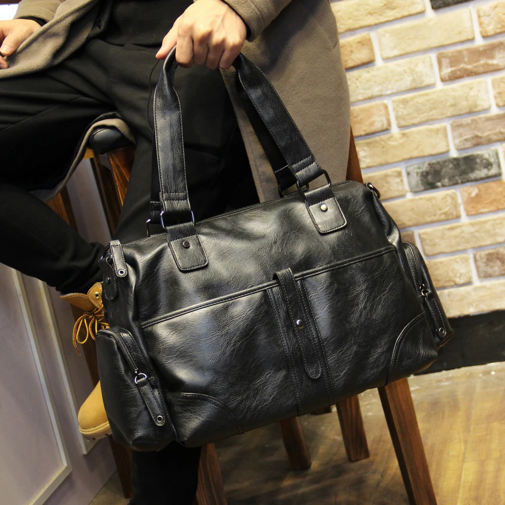 

New Fashion Man Big Bag Leisure Single Shoulder Handbag Travel Package High Quality PU Leather Business Briefcase Large Capacity