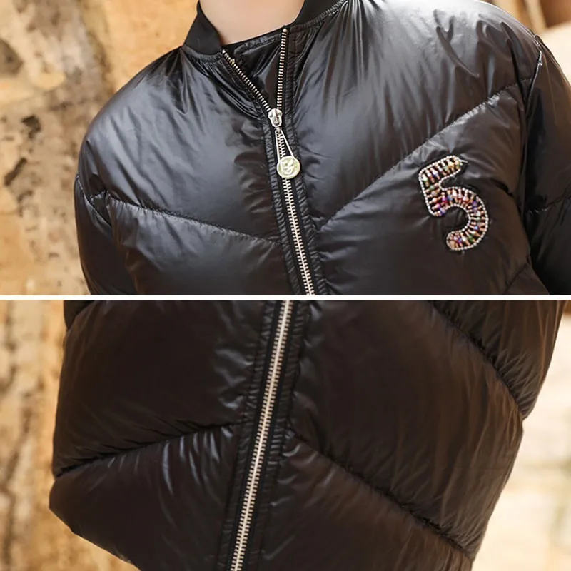 Black Fashion Branded Duck Down Jacket Women Winter Outerwear Coats Female Long Casual Light Ultra Warm Down Jacket Parka HJ58