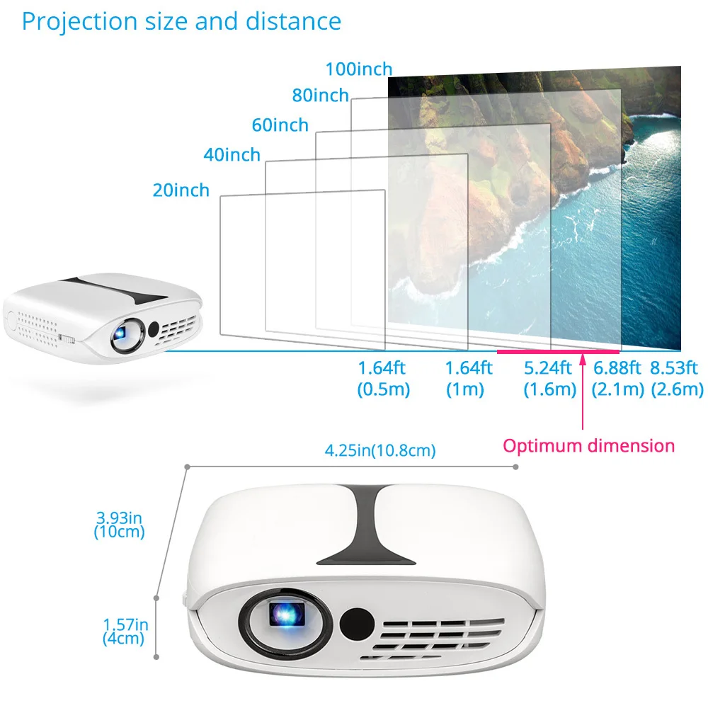 Rd606 Мини светодиодный DLP проектор дополнительно Hd Wifi Android 7 1 Карманный