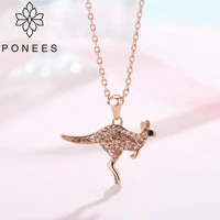 ponees new arrival pave crystals australian cute kangaroo necklace for women luxury fashion animal necklaces clay jewelry
