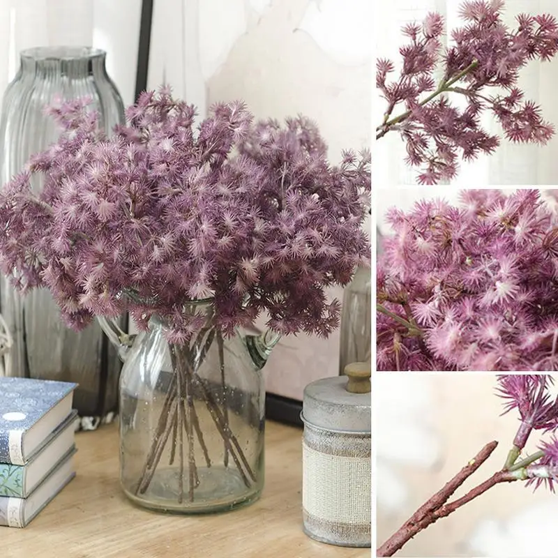 Мини Искусственные цветы пластиковый букет хвои веточка DIY Craft ленты для волос