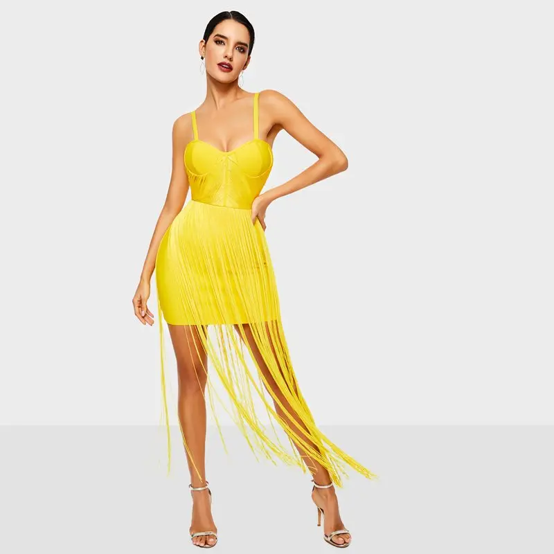Women Maxi Dresses Casual Elegant Sexy Club Beach Style Yellow OL Ladies Bodycon Strapless Solid Tassel Backless Female Dress | Женская