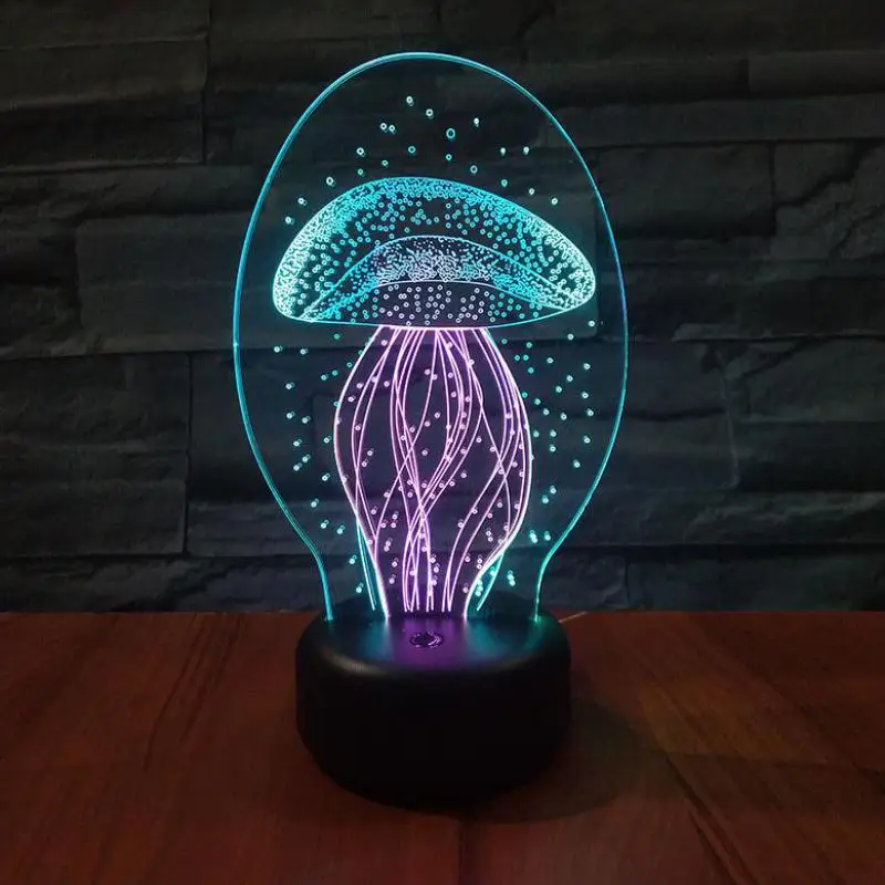 Медузы led 3d Красочный ночник креативный визуальный Acrylique Usb Светодиодная лампа