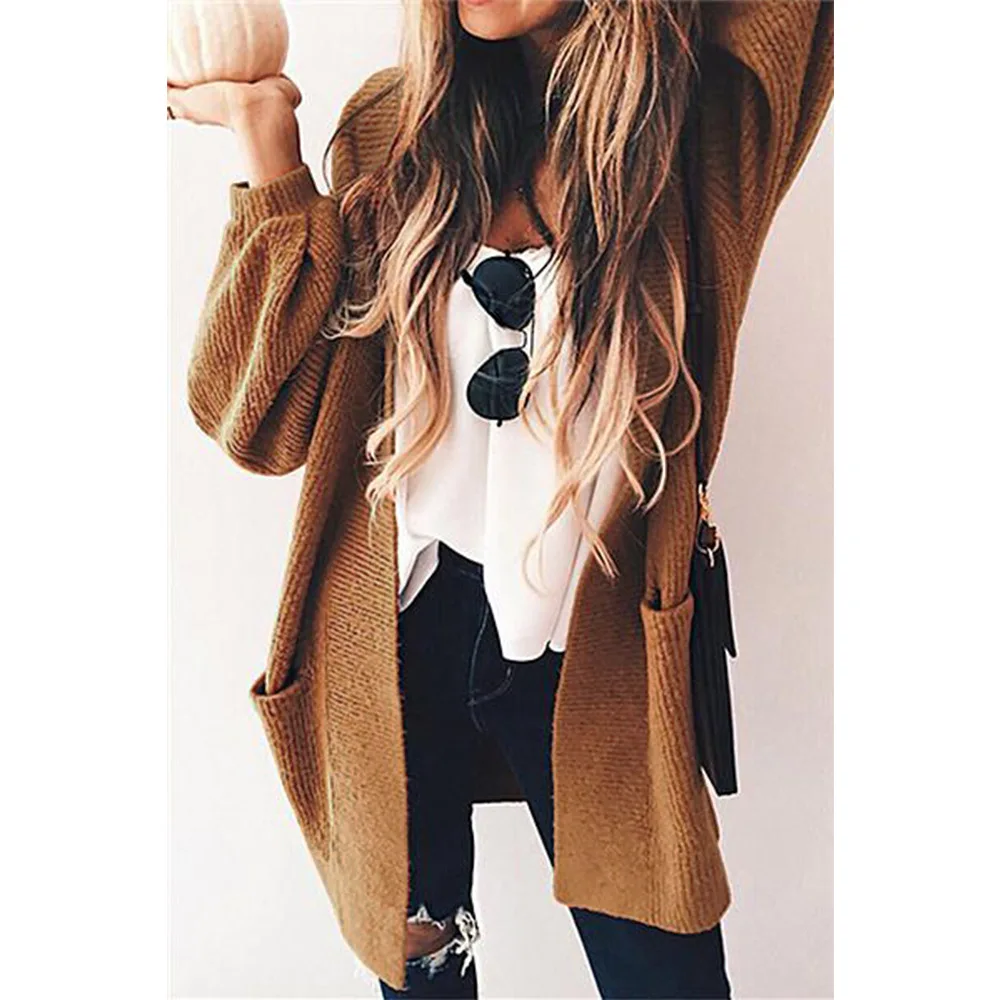 Женский вязаный свитер с длинными рукавами в европейском и американском стиле