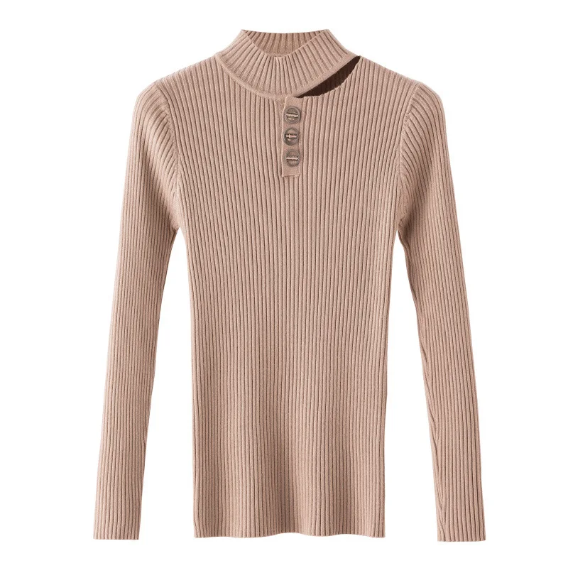 Kawaii Round Neck Women Knitting Sweater Long Sleeve Black White Knitted Sweaters And Pullovers Sueter Mujer Tops | Женская одежда