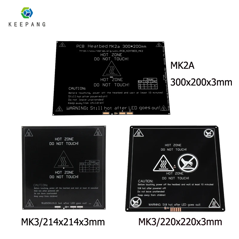 12V Модернизированный MK3 heatкровать 214x214/220x220/300x200x3 мм алюминиевая нагревательная кровать для 3D-принтеров детали impressora 3d pe as
