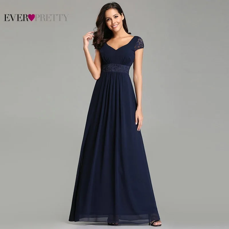 Винтаж кружевное платье подружки невесты длинные Ever Pretty A Line v образным вырезом