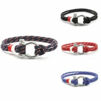 fashion jewelry sport camping parachute cord survival bracelet men with stainless steel shackle buckle bangle