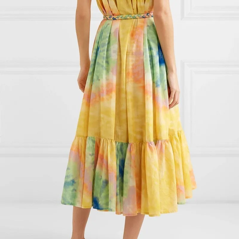 Платье без рукавов TWOTWINSTYLE летнее миди-платье с открытыми плечами высокой талией