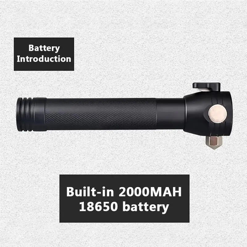 

Super Bright 3W Solar Flashlight Multi-functional Outdoor Flashlights IPX55 USB Recharging Torch with Escape Hammer Function