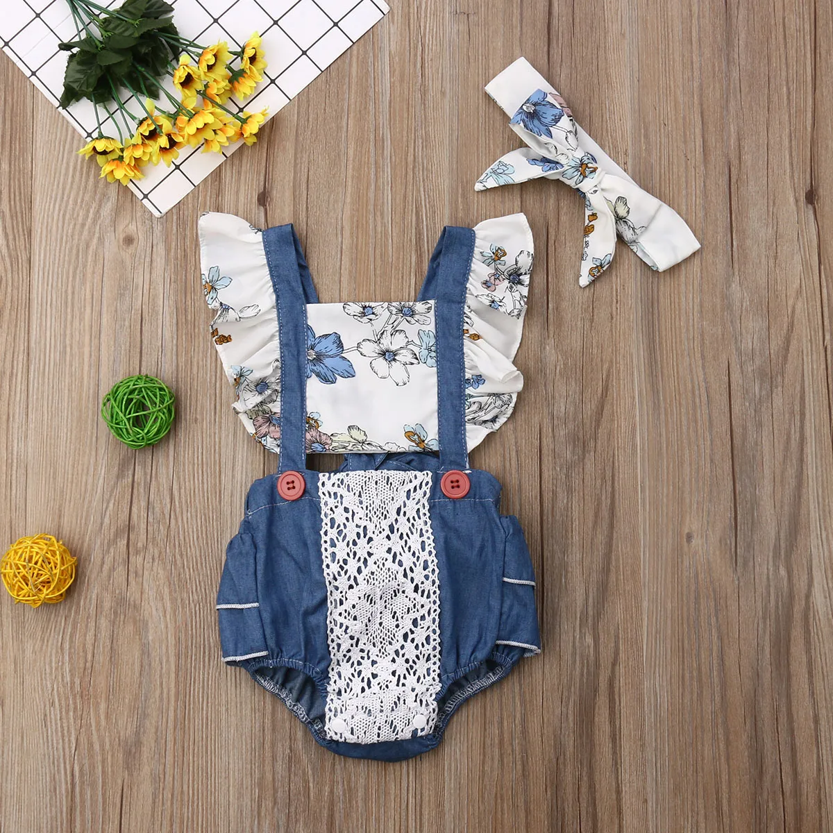 Детский кружевной комбинезон с оборками 4 цвета|Ромперы| |