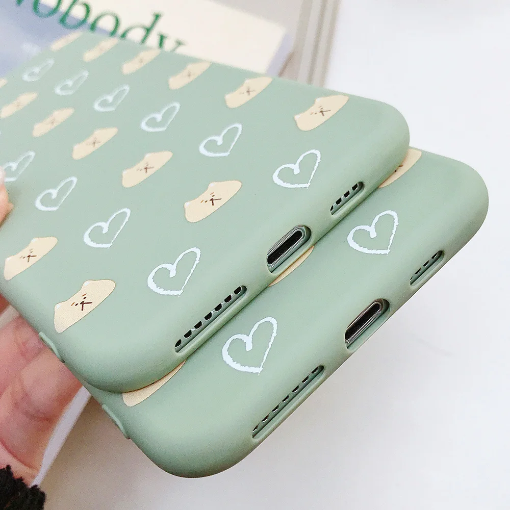 JONSNOW Matte Case for iPhone 7 8 Plus 6S 6P Soft Silicone XR X XS Max Love Heart Pattern Back Cover Capa Fundas |