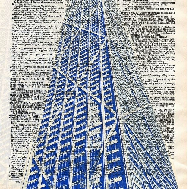 Книги по искусству N Wordz Хэнкок здание в Чикаго словарь лист рисунок стиле Поп Арт